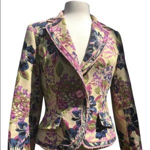 D Studio
Multicolor Tapestry Floral Notched Collar One Button Closure Blazer